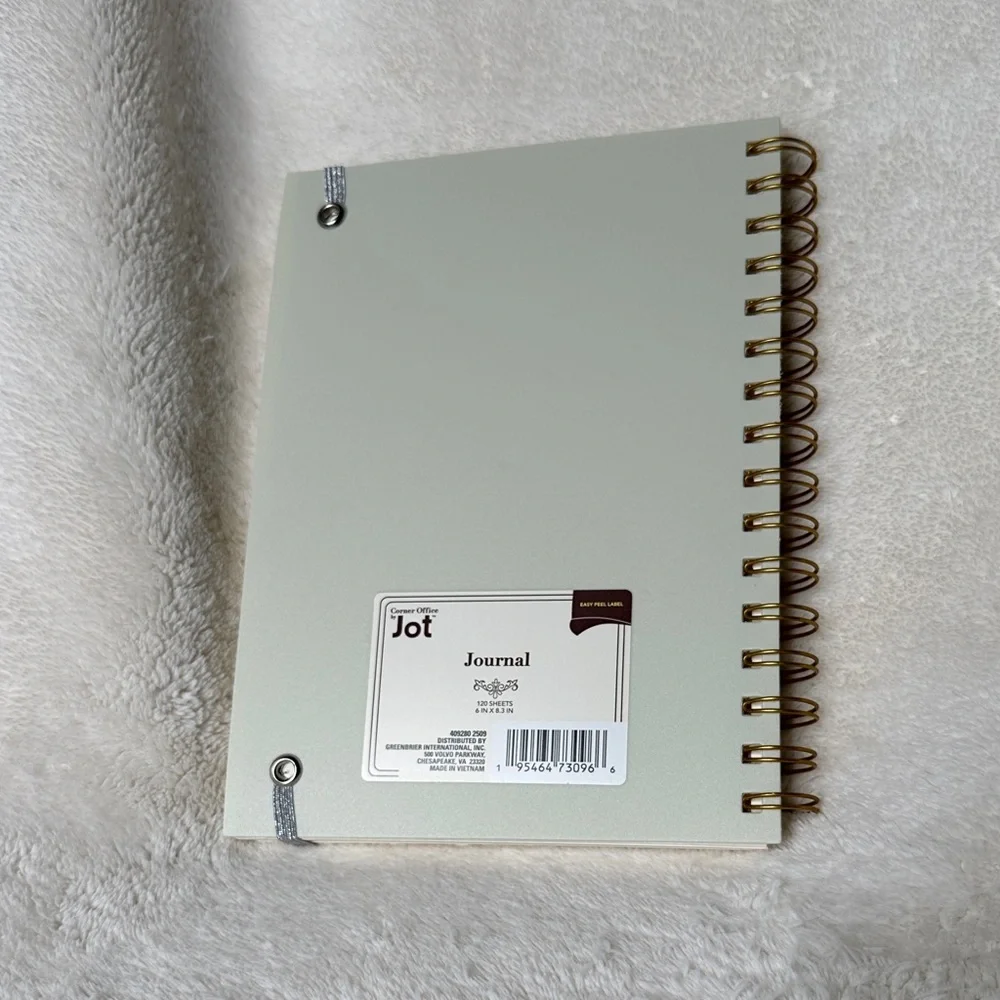 Notes and Stuff Pastel Green & Gold Spiral Notebook Journal Doodle Sketch NWT